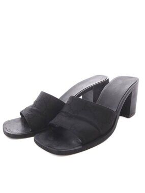 Gucci Sandals Block Heels Square Toe GG Logo c Black 37